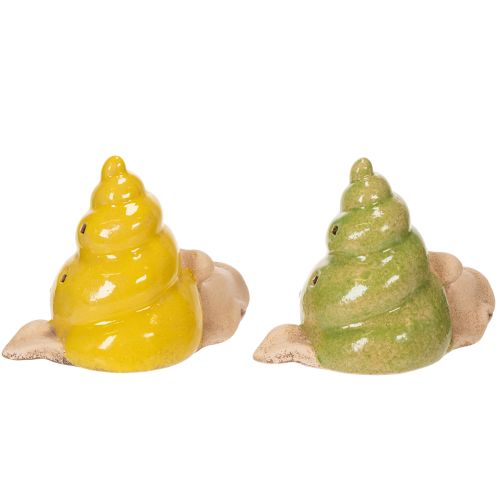 Produkt Ceramiczny, dekoracyjny ślimak z oświetleniem LED. Zabawna dekoracja stołu do domu i na balkon. 12 cm, 2 sztuki.