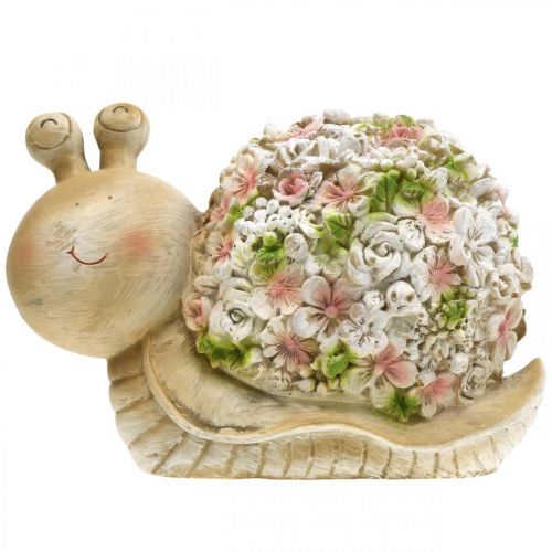 Floristik24 Ślimak z kwiatową dekoracją, zwierzę ogrodowe, dekoracyjny ślimak, dekoracja letnia brąz/róż/zieleń W13,5cm D19cm