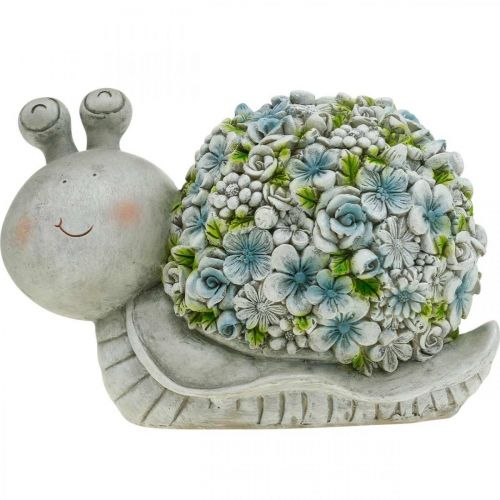 Floristik24 Ślimak Ślimak Z Kwiatami Dekoracja Wiosenna Dekoracja Ogrodowa Szary/Niebieski/Zielony W13,5cm L19cm