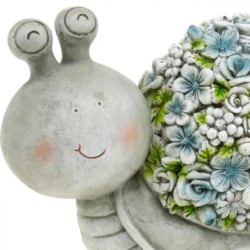 Floristik24 Ślimak Ślimak Z Kwiatami Dekoracja Wiosenna Dekoracja Ogrodowa Szary/Niebieski/Zielony W13,5cm L19cm