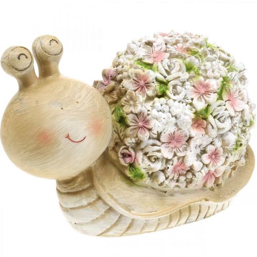 Floristik24 Ślimak z kwiatową dekoracją, zwierzę ogrodowe, dekoracyjny ślimak, dekoracja letnia brąz/róż/zieleń W13,5cm D19cm