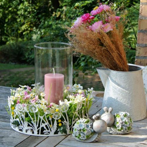Produkt Ślimaki z kwiatami letnia dekoracja dekoracja stołu szaro/niebiesko/zielona 9,5cm zestaw 2 szt
