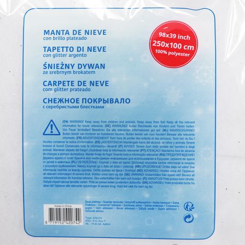 Produkt Pokrywa śnieżna w kolorze białym z brokatem w kolorze srebrnym 250cm x100cm