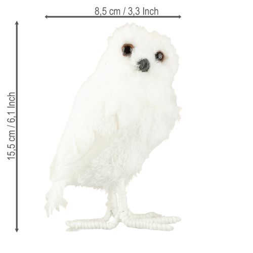 Produkt Sowa śnieżna dekoracyjna biała z futerkiem i piórami 15,5cm 2szt