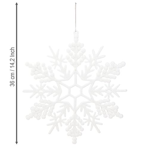 Produkt Ozdoba śnieżynkowa do powieszenia na zimę biała 30cm 3 sztuki