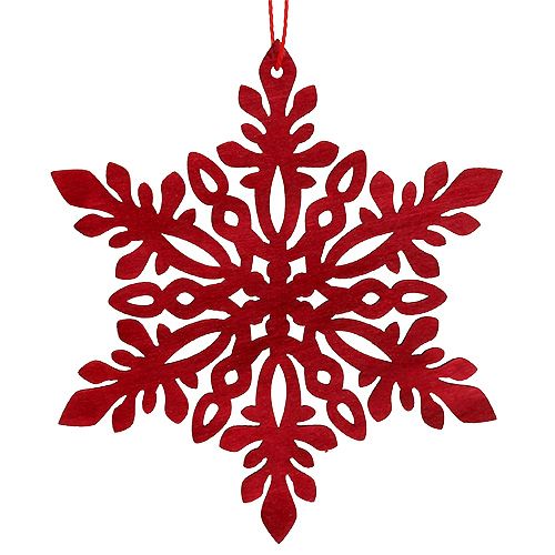 Floristik24 Śnieżynka drewniana Ø8cm - Ø12cm natura/czerwony 12szt