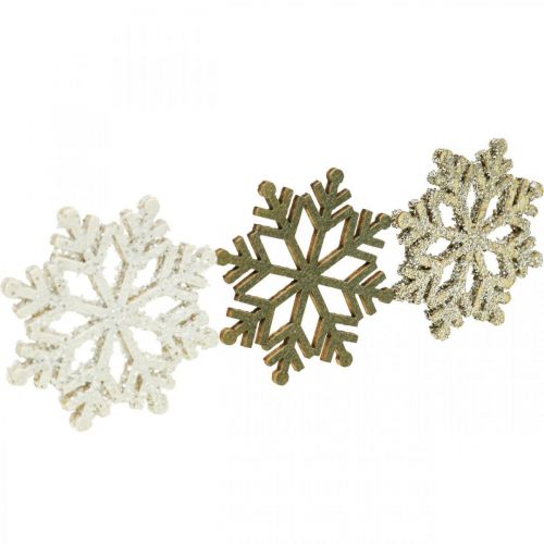 Floristik24 Płatek śniegu naturalny, mieszanka miki białej Ø4cm 72 szt