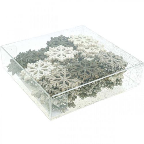 Floristik24 Płatek śniegu naturalny, mieszanka miki białej Ø4cm 72 szt