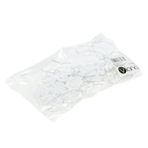 Floristik24 Płatek śniegu Ø8cm Biały z brokatem 12szt.