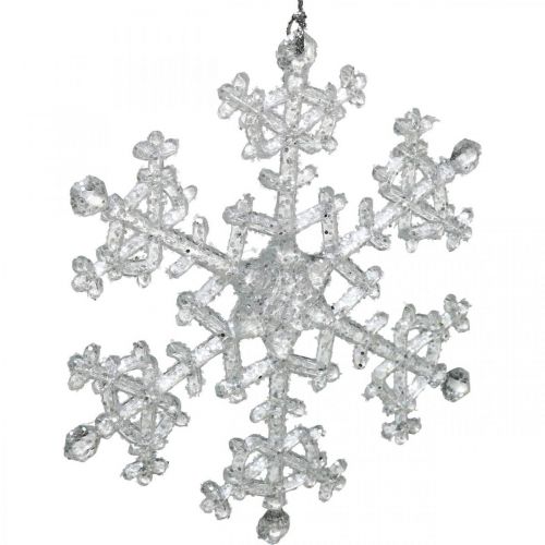 Produkt Dekoracyjny płatek śniegu, dekoracja zimowa, kryształ lodu do zawieszenia, świąteczny H10cm W9,5cm plastikowy 12szt.