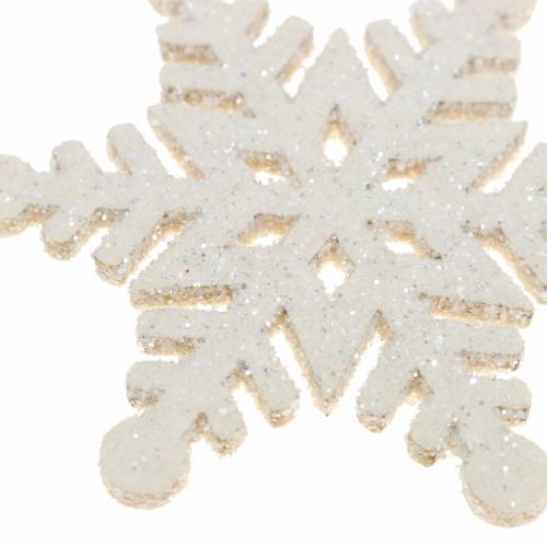 Floristik24 Dekoracja rozproszona płatek śniegu brokat biały 5cm 48 szt