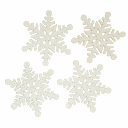 Floristik24 Dekoracja rozproszona płatek śniegu brokat biały 5cm 48 szt