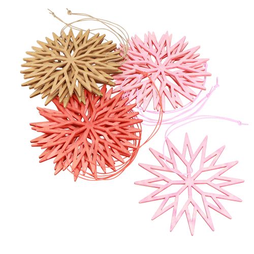 Produkt Dekoracja płatek śniegu drewniane ozdoby choinkowe pomarańczowe 10cm 12 szt