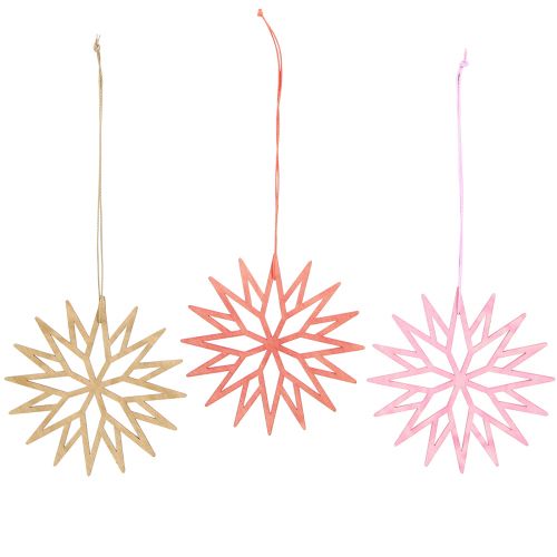 Produkt Dekoracja płatek śniegu drewniane ozdoby choinkowe pomarańczowe 10cm 12 szt