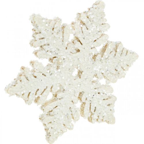Produkt Płatki śniegu drewniane 4cm białe z miką 72 szt