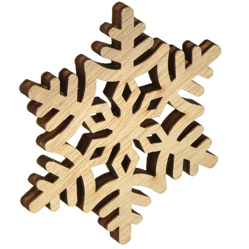 Produkt Drewniana dekoracja w kształcie płatków śniegu, biała, naturalna, 3/5/7 cm, różne kolory, 36 szt.