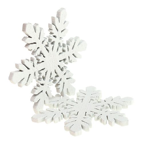 Produkt Śnieżynki drewniane białe Ø3,7cm 48szt.