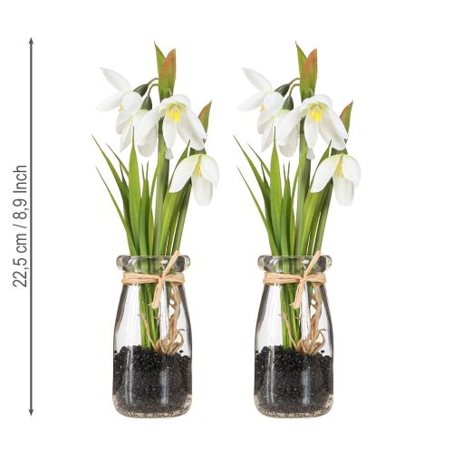 Produkt Przebiśniegi sztuczne w szkle kwiaty sztuczne białe 22,5cm 2szt