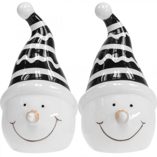 Produkt Figurka bałwana dekoracyjna ceramiczna czarna biała 12,5 cm 3 szt.