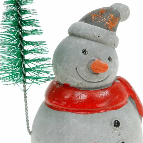 Floristik24 Figurka świąteczna bałwan z jodłą betonową szara, kolorowa 9cm-11cm 4szt.