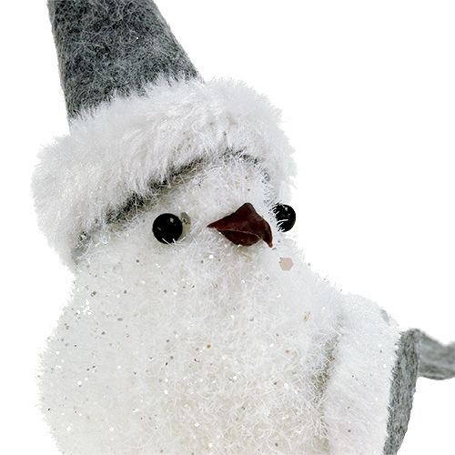 Produkt Śnieżny ptak z czapeczką 18cm biały, szary 3szt