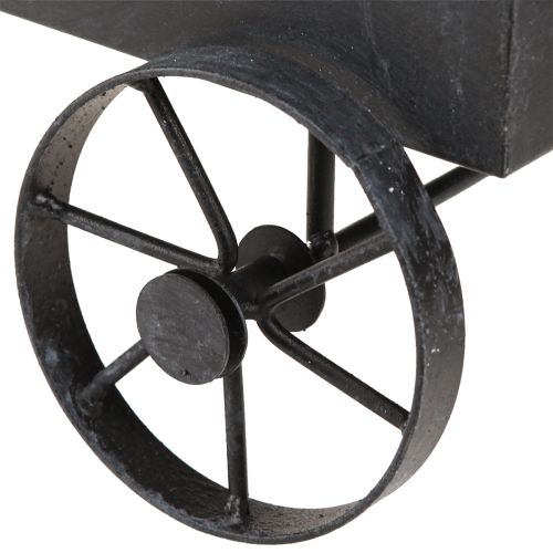 Produkt Ozdobna metalowa skrzynka na rośliny w kolorze taczki, antracytowa L37cm