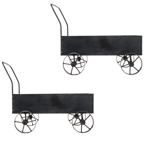 Produkt Ozdobna metalowa skrzynka na rośliny w kolorze taczki, antracytowa L37cm