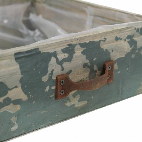 Floristik24 Szuflada na rośliny drewno antyczne niebieskie 24×22cm