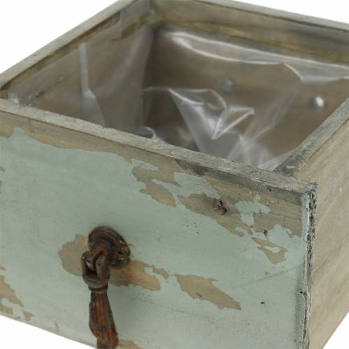 Floristik24 Planter Drewniana Szuflada Antyczna Szara 16cm x 14cm