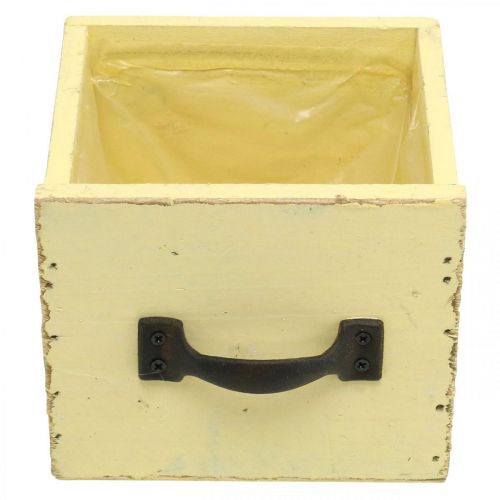 Produkt Shabby dekoracyjna szuflada do sadzenia żółtego drewna 12,5 × 12,5 × 10 cm