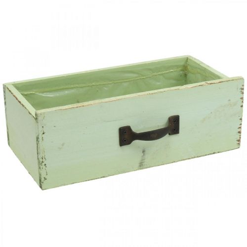 Floristik24 Szuflada na rośliny drewno jasnozielone pudełko na rośliny vintage 25×13×8cm