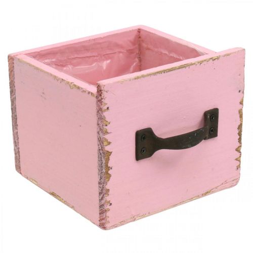 Floristik24 Dekoracyjna szuflada do sadzenia różowego drewna shabby chic 12,5×12,5×10cm