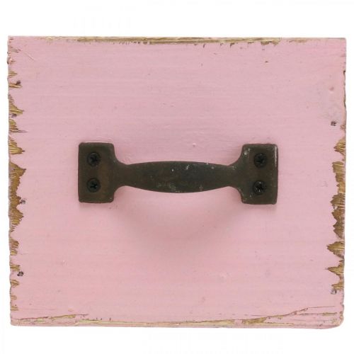 Floristik24 Dekoracyjna szuflada do sadzenia różowego drewna shabby chic 12,5×12,5×10cm