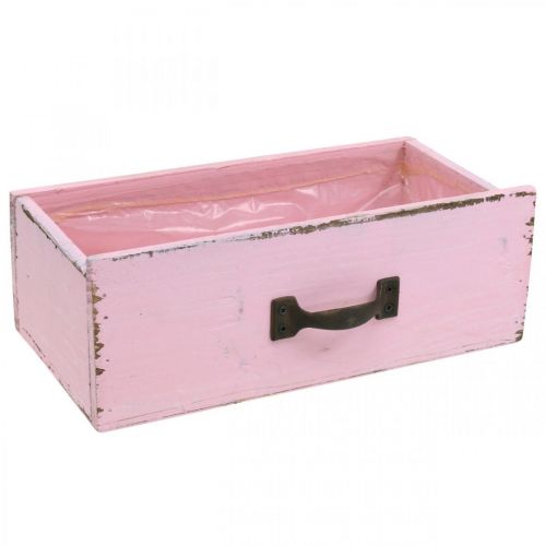 Floristik24 Drewniana doniczka z szufladami różowa shabby chic deco 25×13×8cm