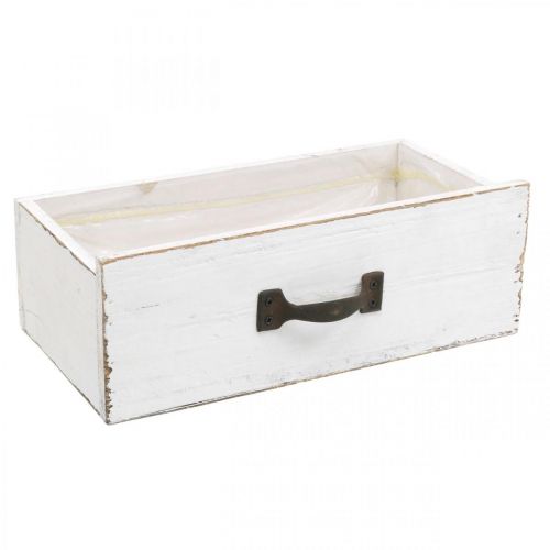 Floristik24 Dekoracyjna szuflada biała skrzynka na rośliny drewno vintage look 25×13×8cm
