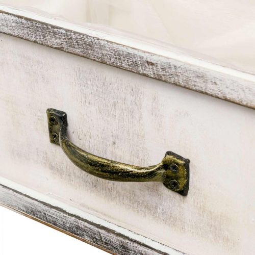 Floristik24 Donica drewniana szuflada kremowa vintage 40/35/30/25cm zestaw 4