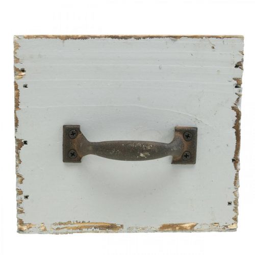 Floristik24 Szuflada na rośliny shabby chic drewniana szuflada szara 12,5 × 12,5 × 11 cm