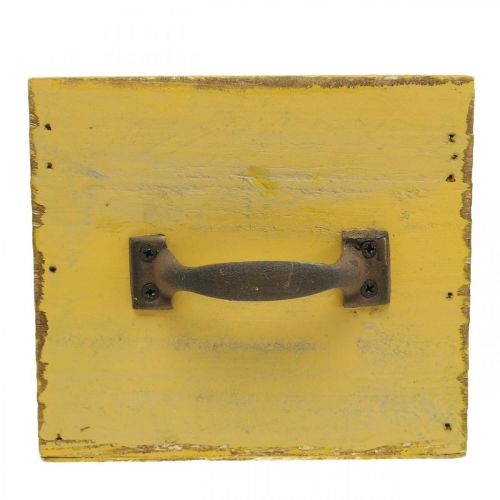 Floristik24 Dekoracyjna szuflada vintage donica drewno żółta 12,5×12,5×11cm