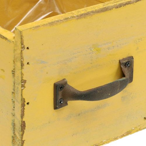Floristik24 Dekoracyjna szuflada vintage donica drewno żółta 12,5×12,5×11cm