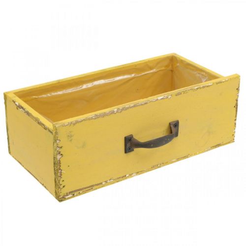 Floristik24 Pudełko na rośliny drewniana szuflada Shabby Chic Yellow 25x13x9cm