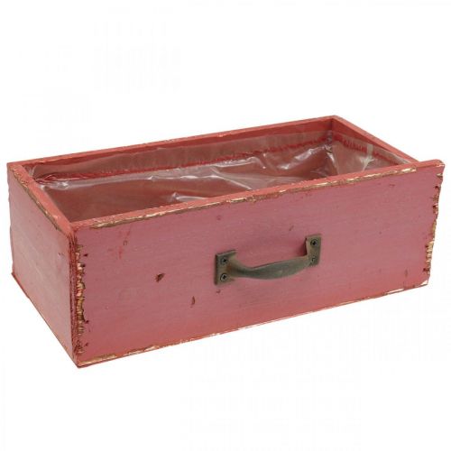Floristik24 Donica Drewniana Szuflada Shabby Chic Czerwona 25x13x9cm