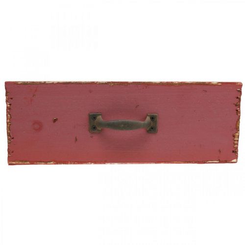 Floristik24 Donica Drewniana Szuflada Shabby Chic Czerwona 25x13x9cm
