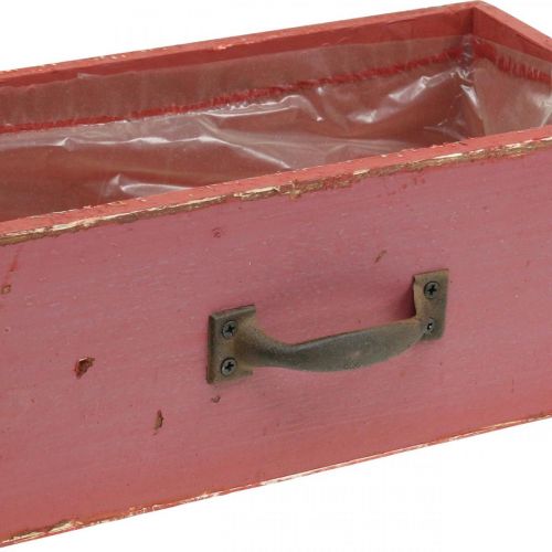 Floristik24 Donica Drewniana Szuflada Shabby Chic Czerwona 25x13x9cm