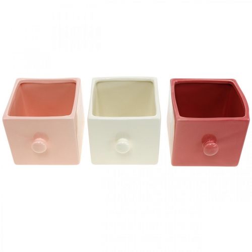 Floristik24 Szuflada do sadzenia, dekoracja ceramiczna, szuflada ozdobna, doniczka 3szt