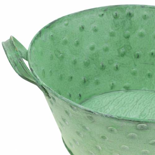 Floristik24 Dekoracyjna donica do misek metalowa zielona myta Ø24cm W10cm