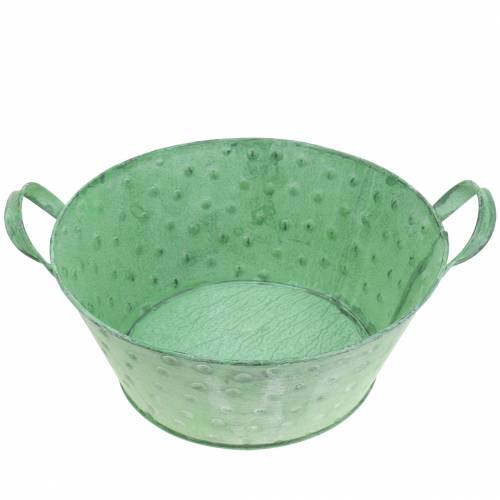Floristik24 Dekoracyjna donica do misek metalowa zielona myta Ø24cm W10cm