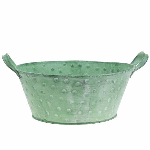Dekoracyjna donica do misek metalowa zielona myta Ø24cm W10cm