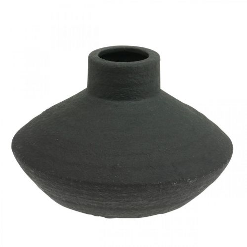 Floristik24 Czarny ceramiczny wazon dekoracyjny wazon płaski bulwiasty wys.10cm