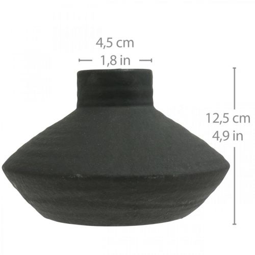 Produkt Czarny ceramiczny wazon dekoracyjny wazon płaski bulwiasty H12.5cm