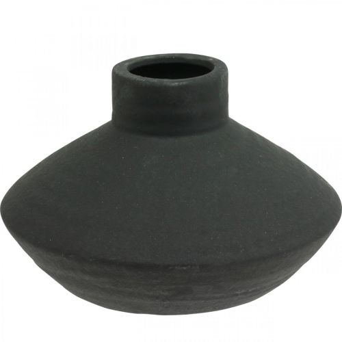 Produkt Czarny ceramiczny wazon dekoracyjny wazon płaski bulwiasty H12.5cm